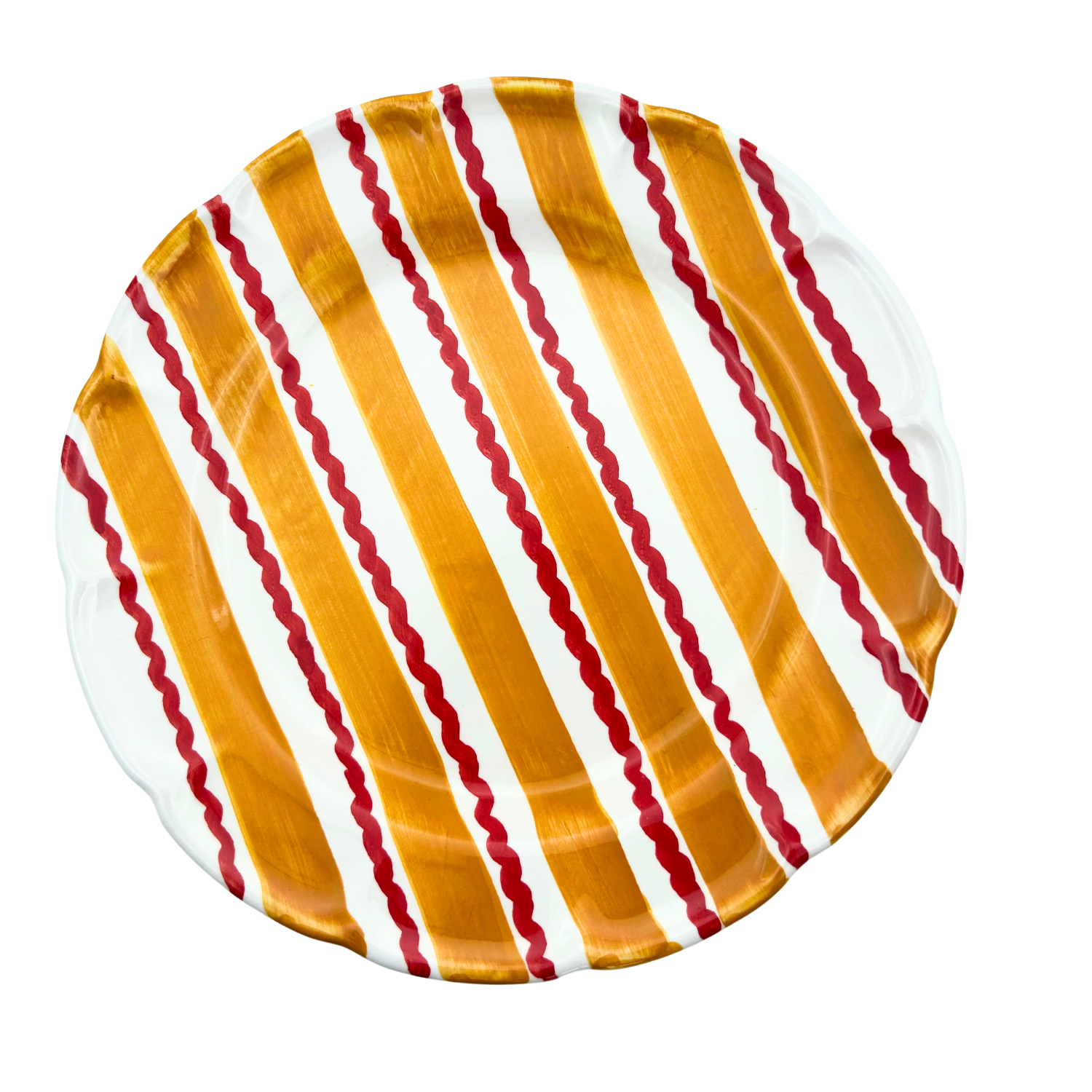 Large Amalfi plate with red doppia stripe