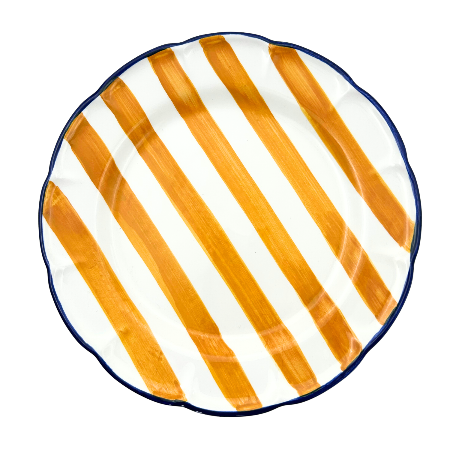 Large Amalfi plate with green stripes