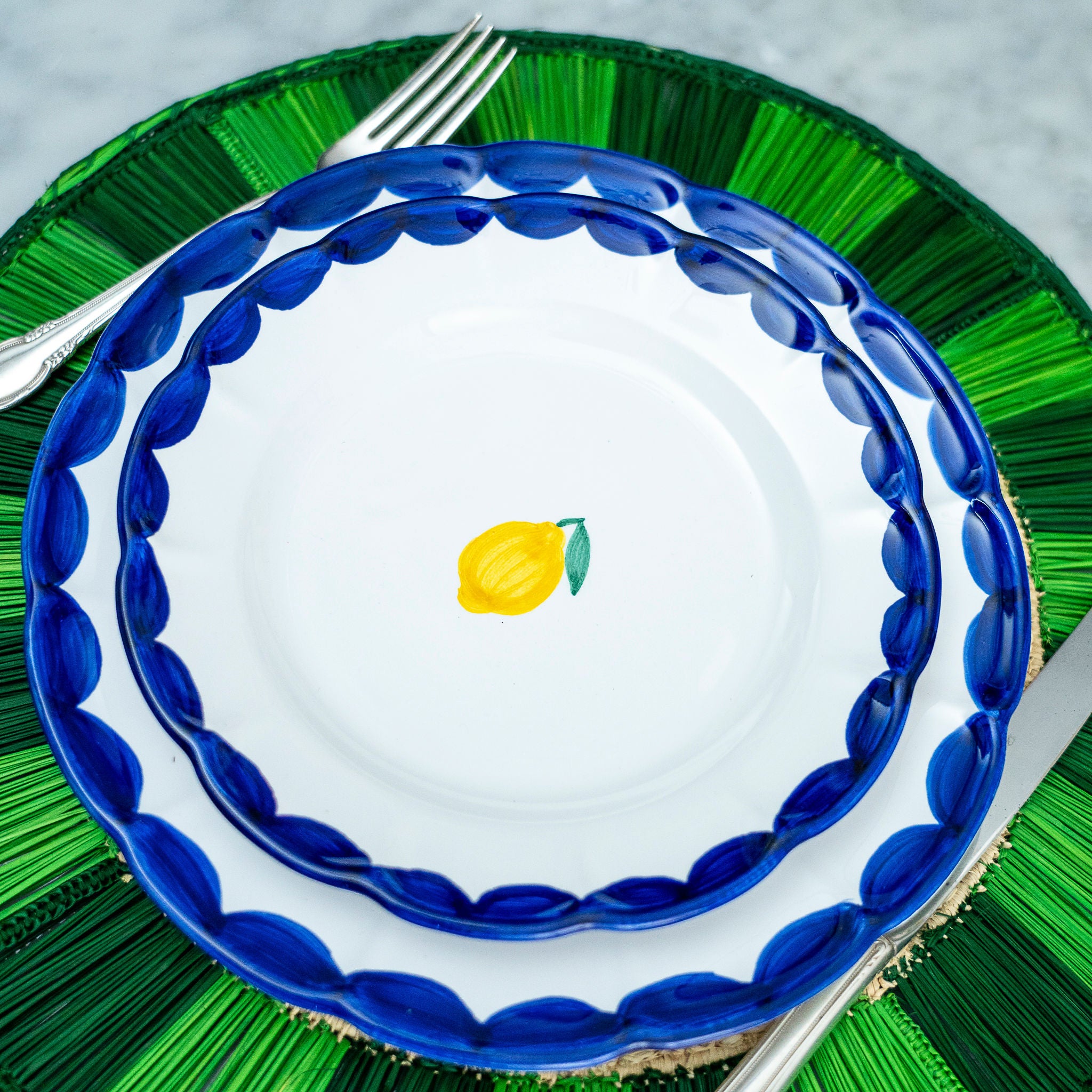 Grande assiette Sorrento Limone bleue