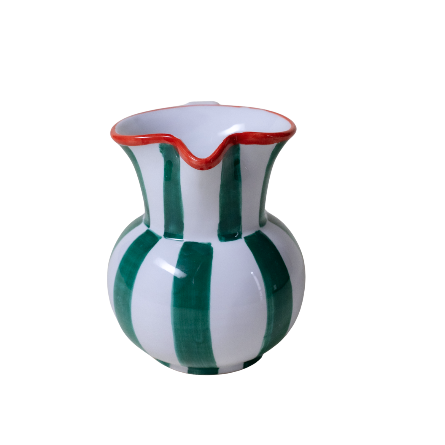 Carafe Burano rayure verte bordure rouge