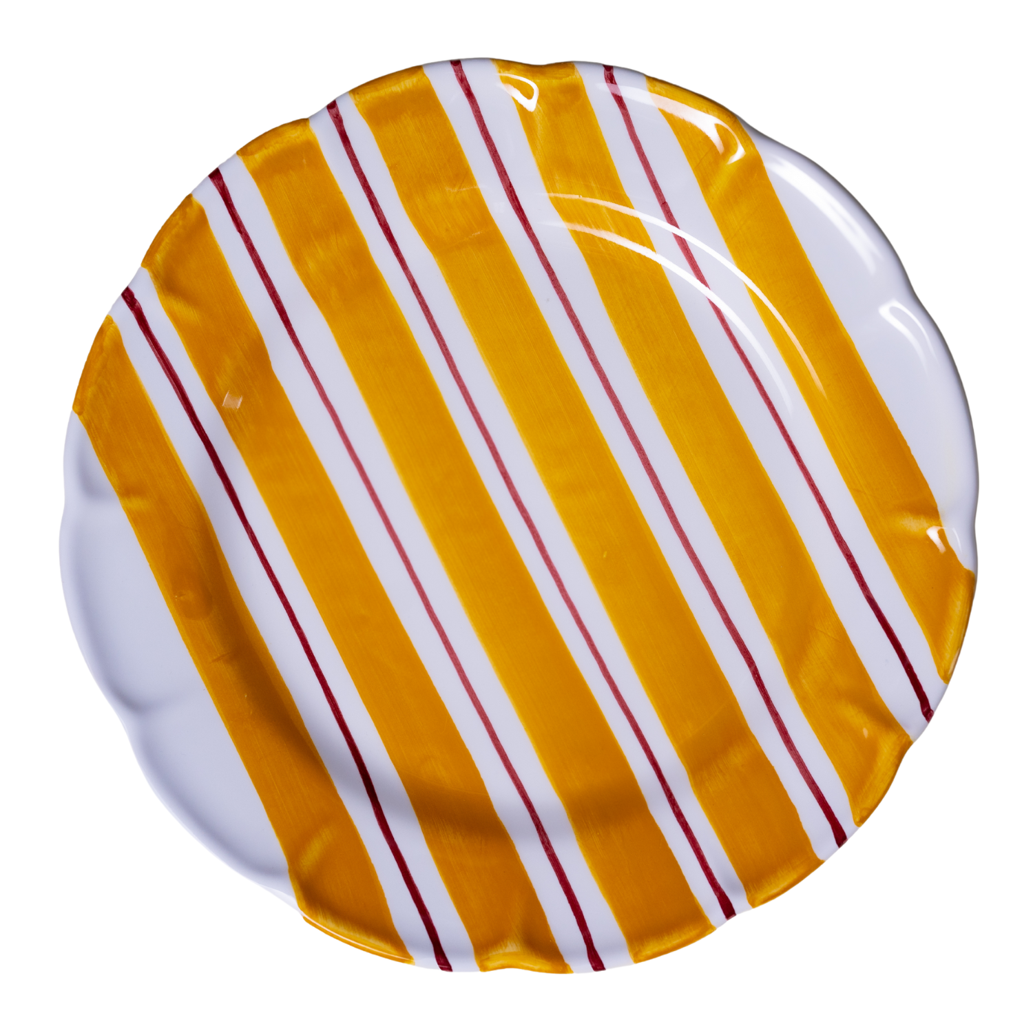 Large Amalfi plate with red doppia stripe