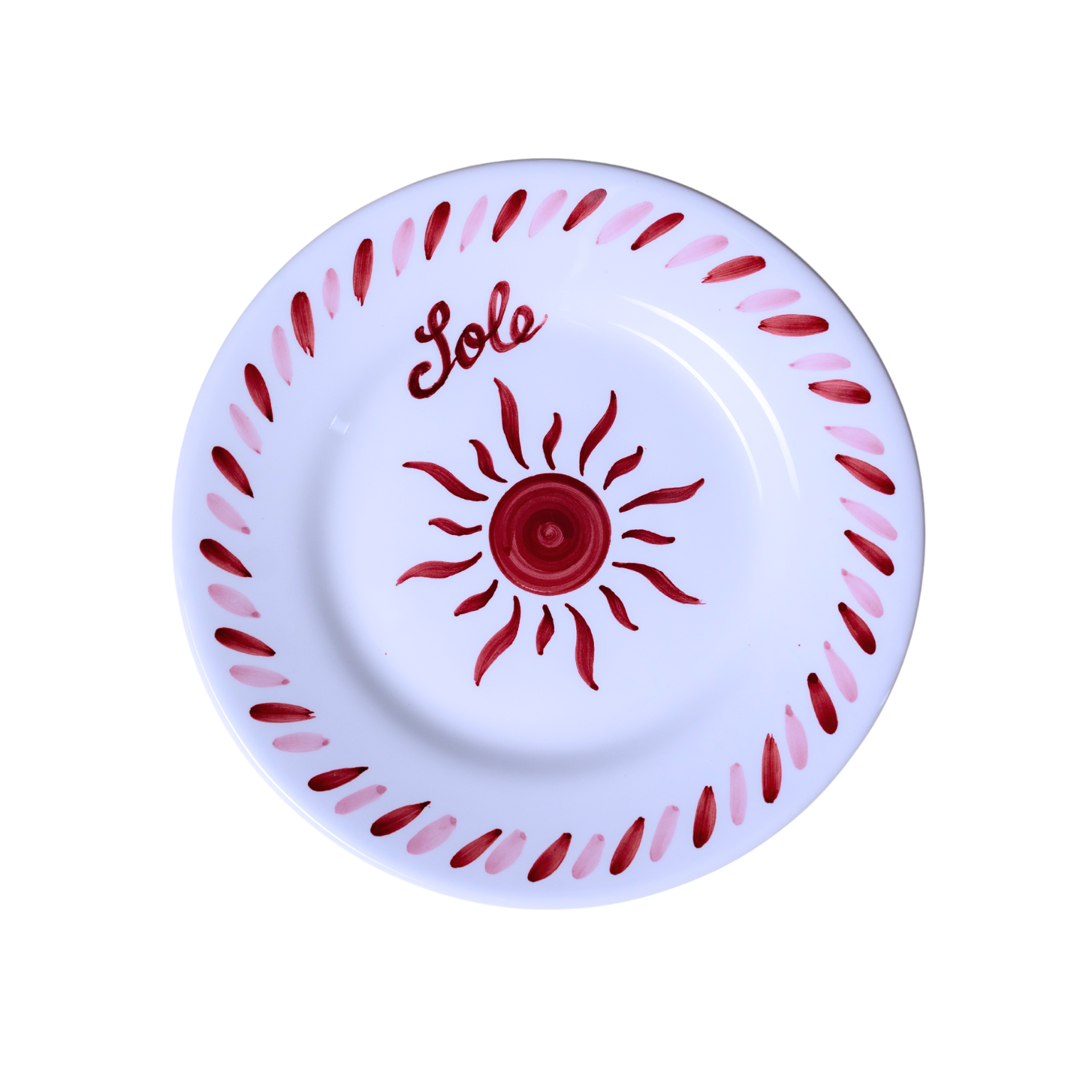 Moyenne assiette SOLE rose et bordeaux 20 cm