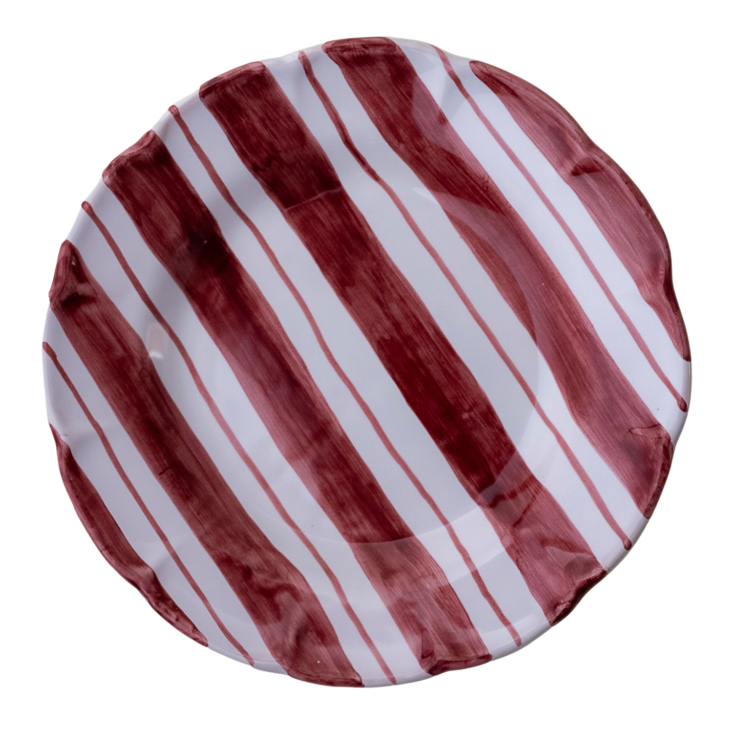 Assiette creuse Amalfi rayure doppia bordeaux 