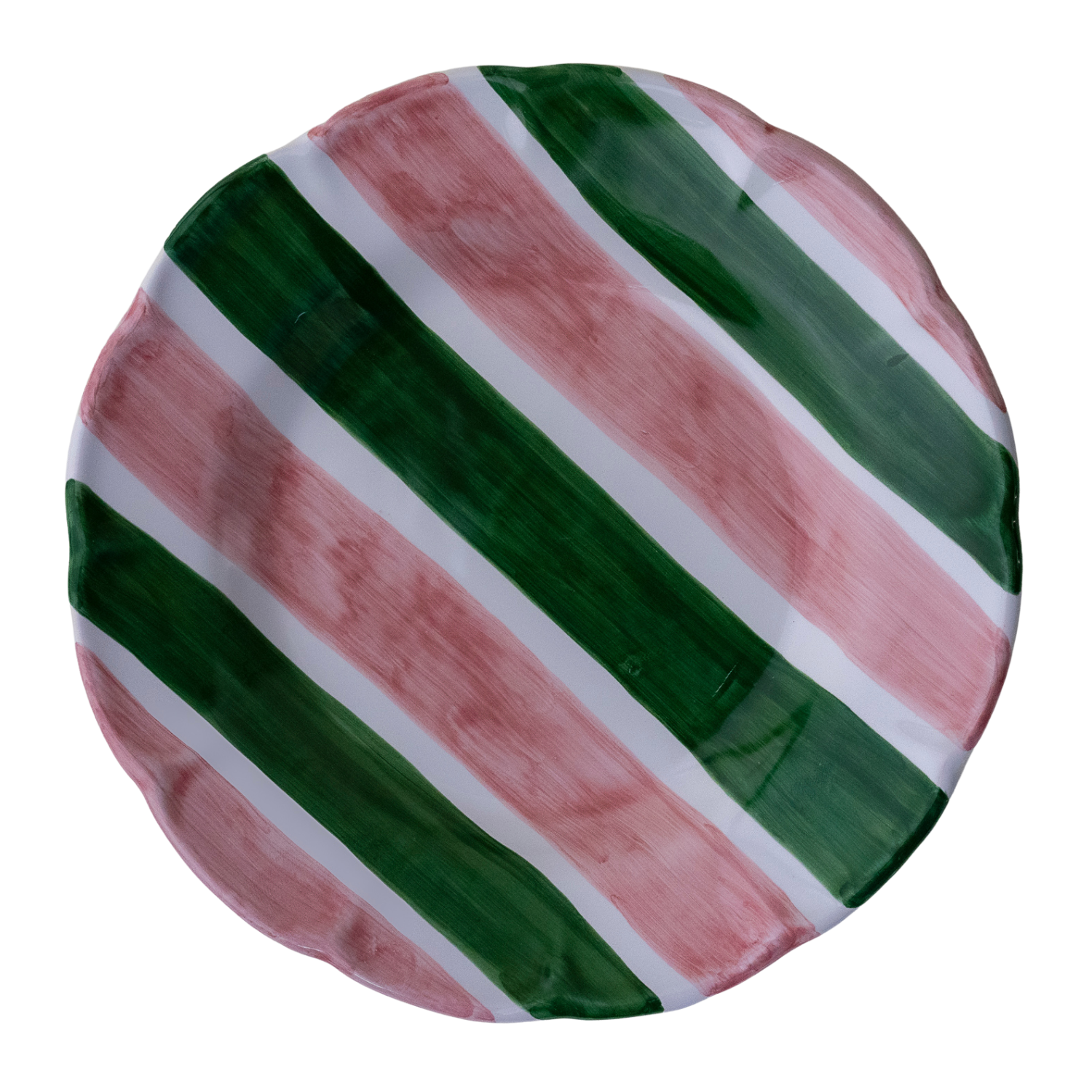 Assiette creuse Amalfi rayure vert et rose 