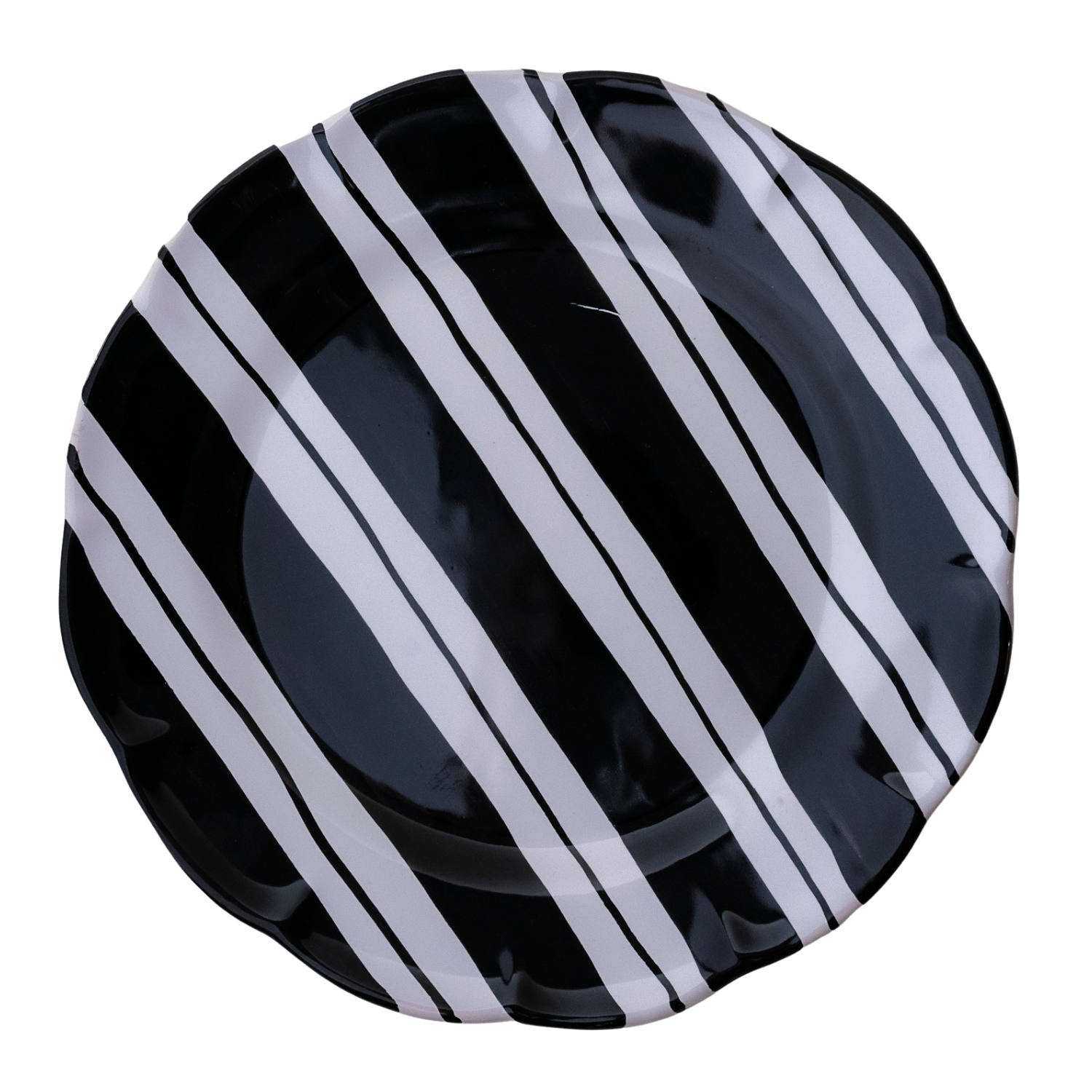 Grande assiette Amalfi rayure doppia noire