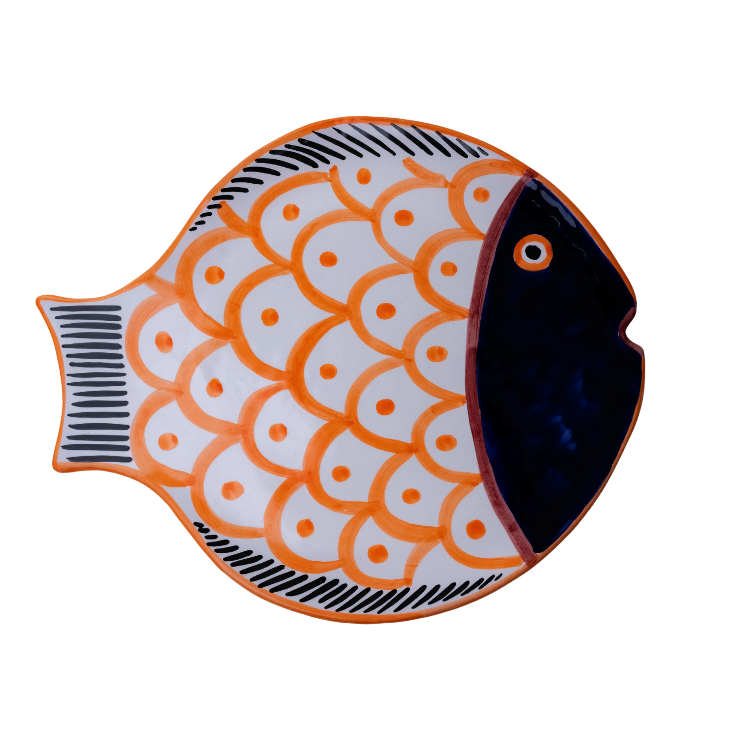 Plat de service poisson orange et bleu