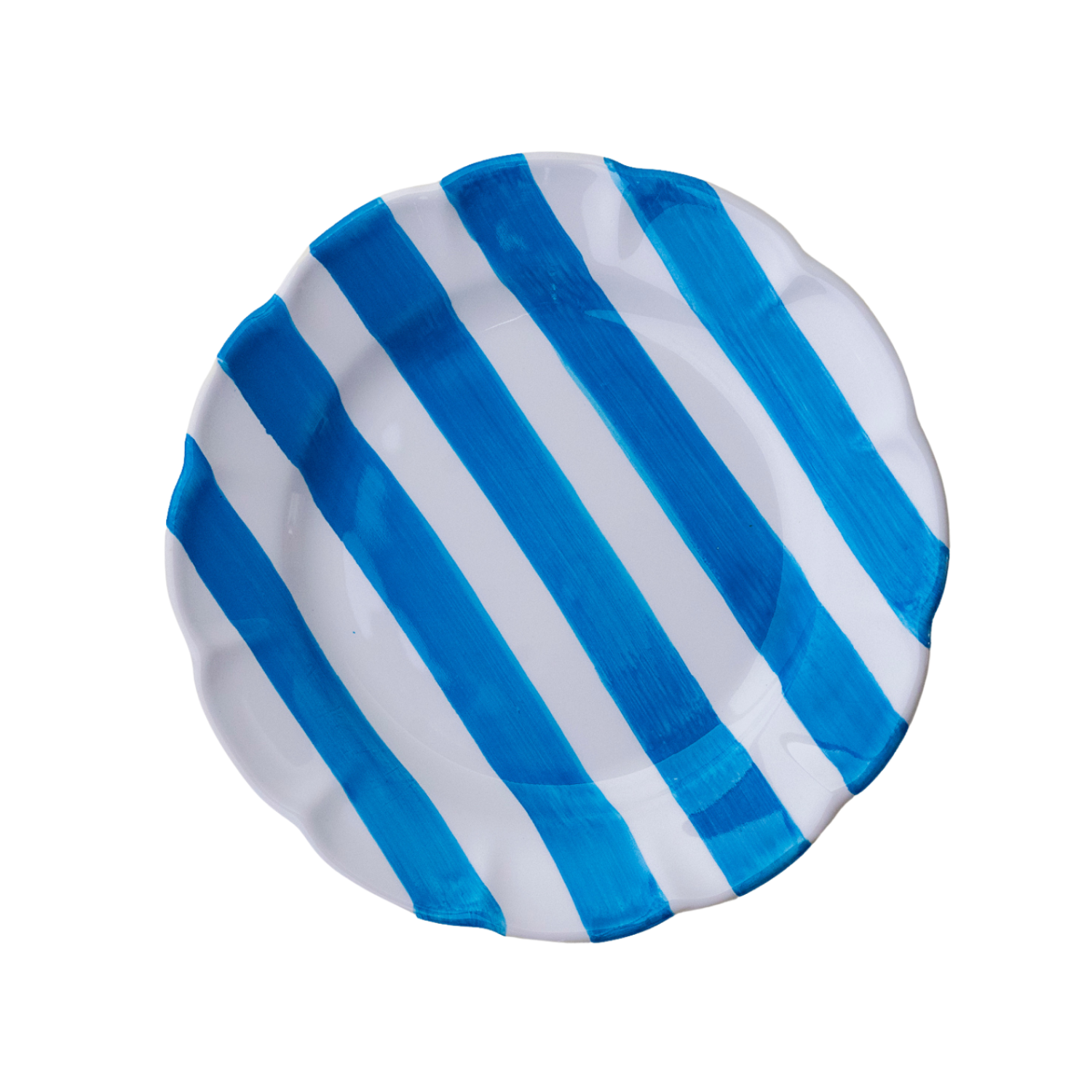 Petite assiette Amalfi rayure bleu turquoise