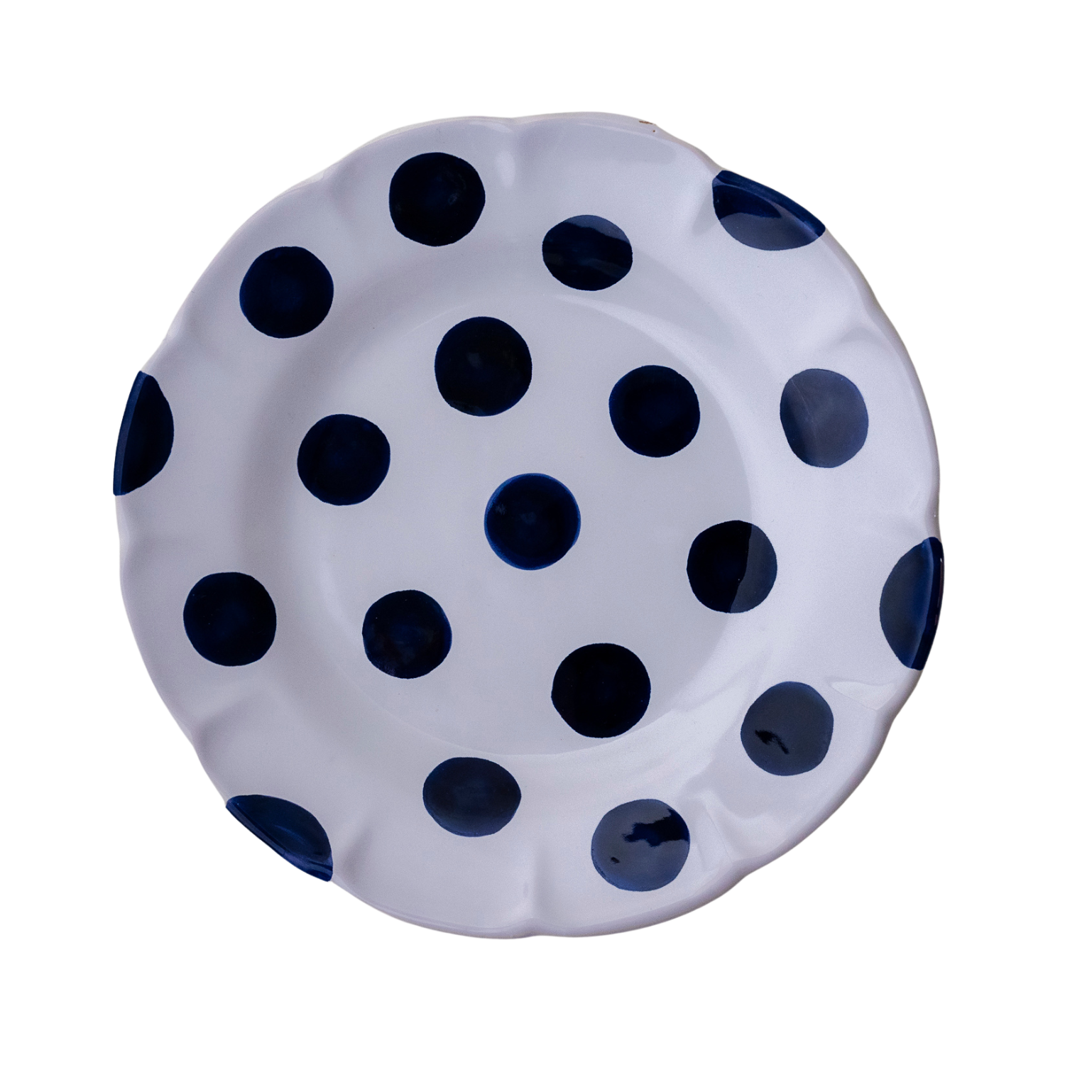 Assiette creuse Venezia pois bleu 