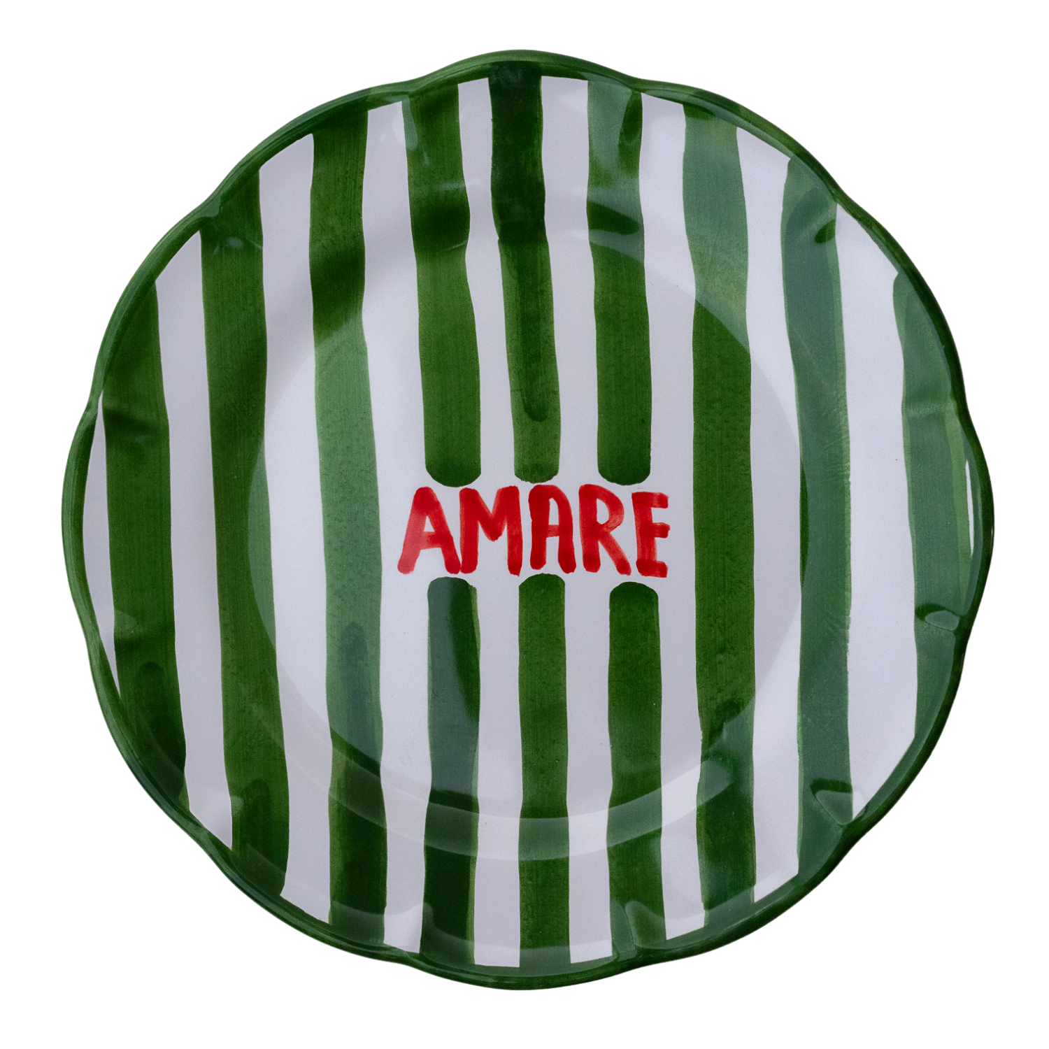 Grande assiette Amalfi Amare Rayure verte