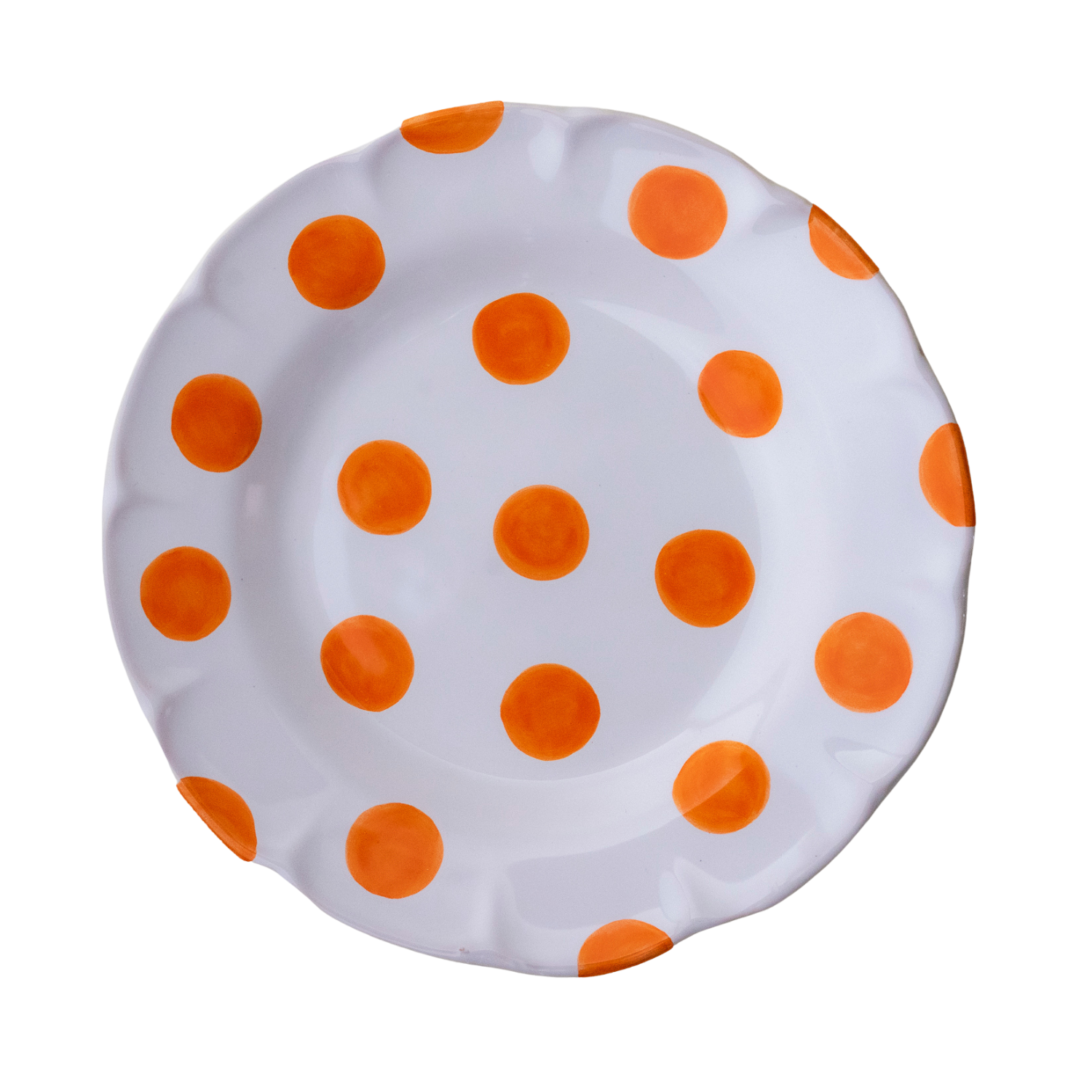 Assiette creuse Venezia pois orange 