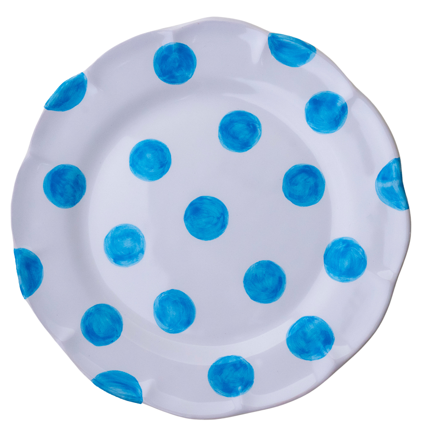 Grande assiette Venezia Pois bleu turquoise