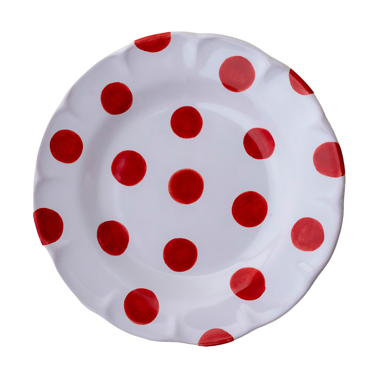 Assiette creuse Venezia pois rouge 