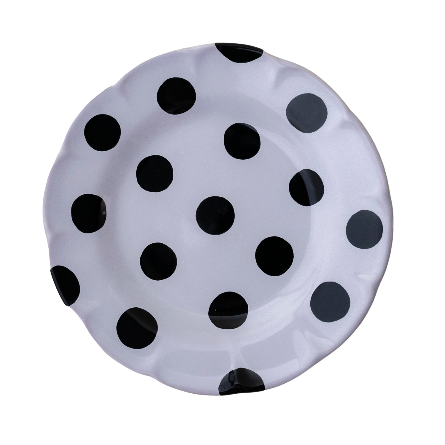 Assiette creuse Venezia  pois noir 