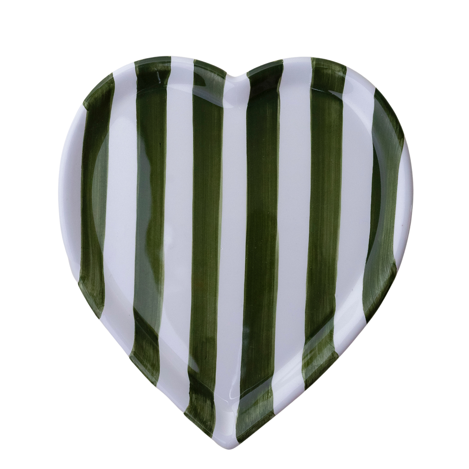 Assiette coeur Amalfi rayure verte