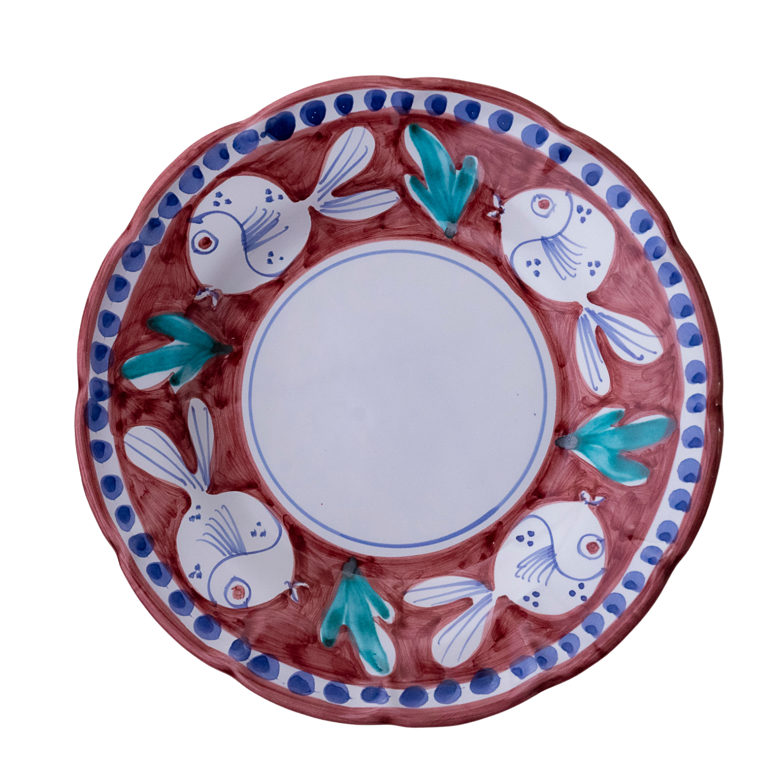 Assiette creuse Positano corolle pesce bordeaux