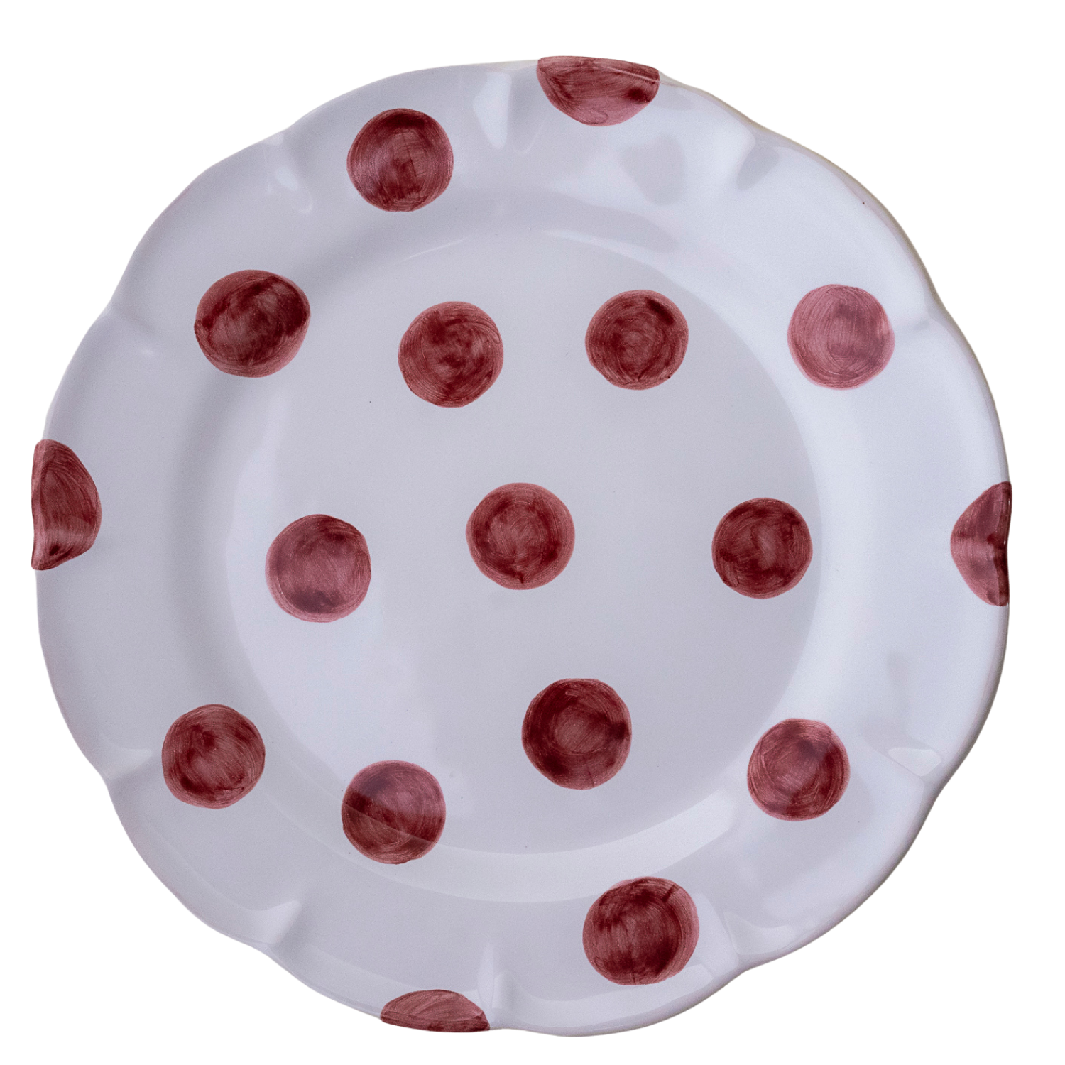 Grande assiette Venezia Pois bordeaux  