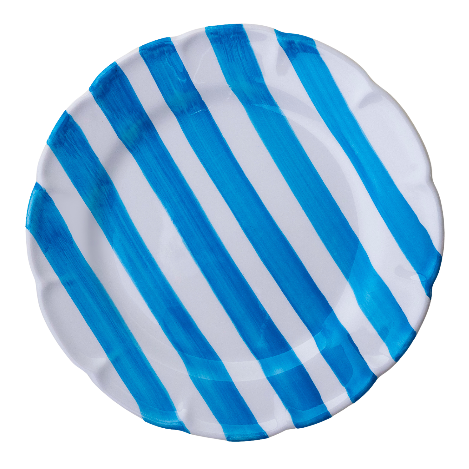 Grande assiette Amalfi rayure bleu turquoise