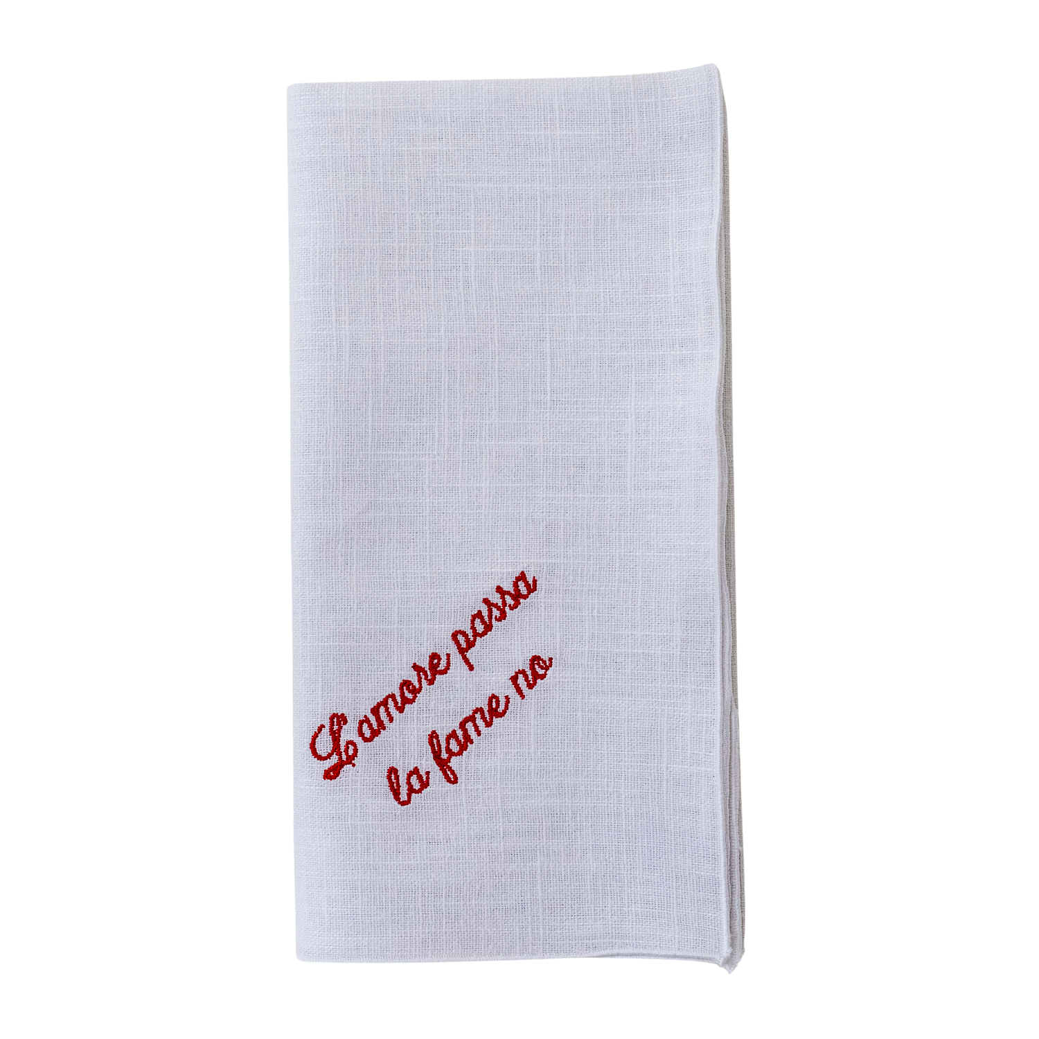 Set de 4 serviettes en lin brodées - Collection " Amore mio"