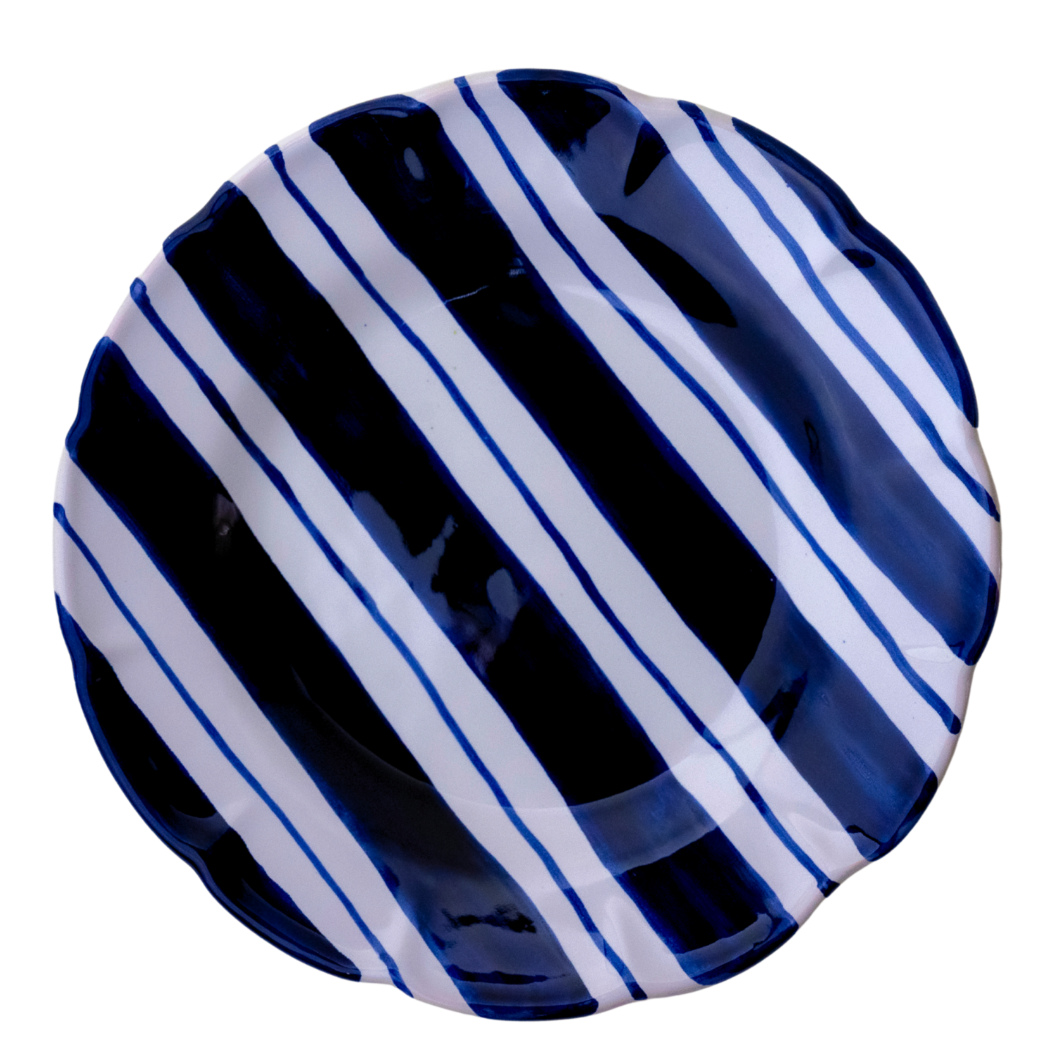 Assiette creuse Amalfi rayure doppia bleue