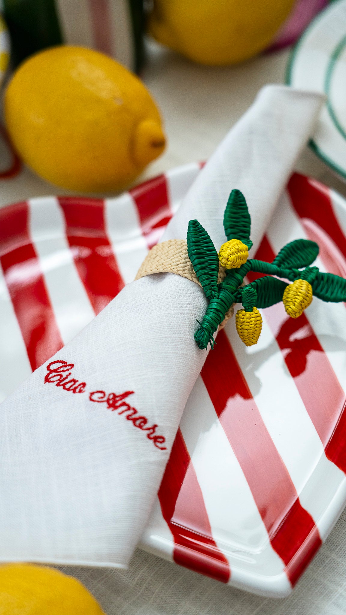 Rond de serviette en forme de branche de citron
