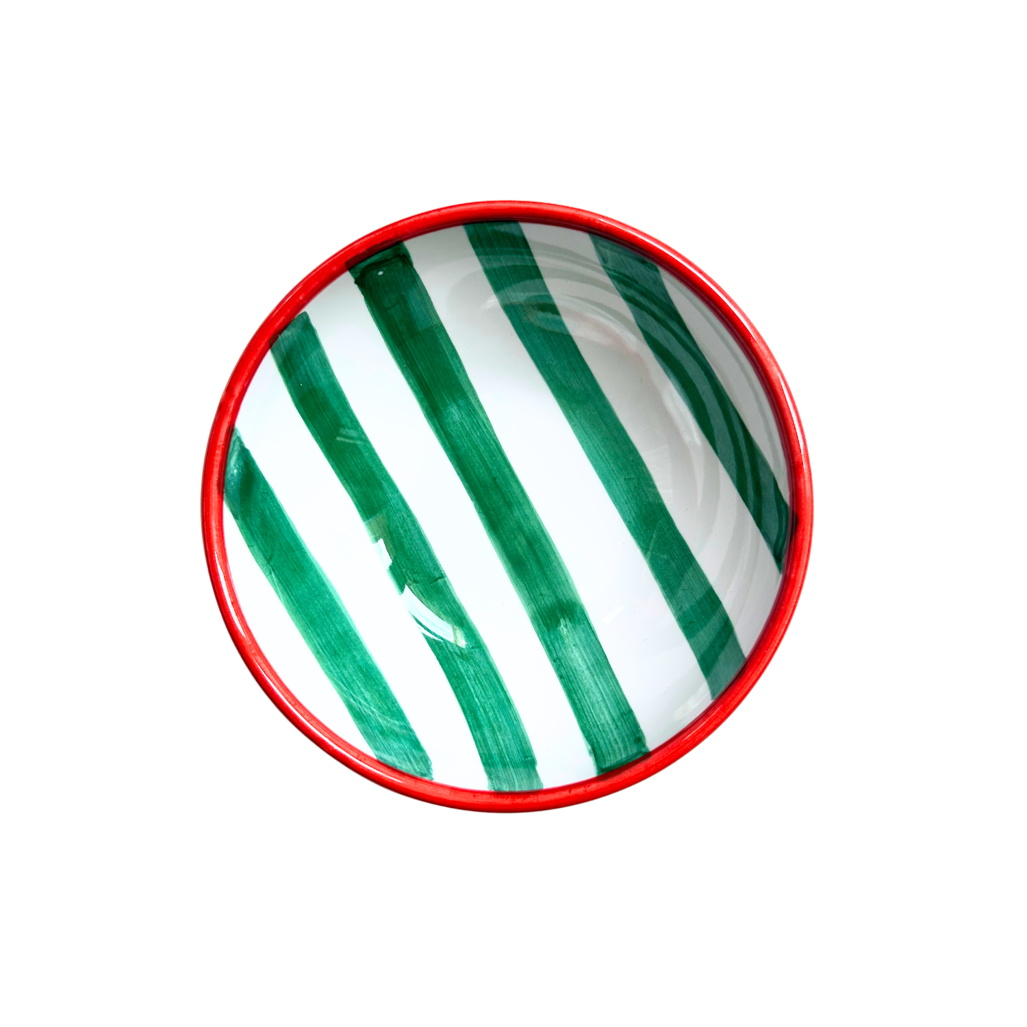 Bol Burano Rayure Verte bordure rouge