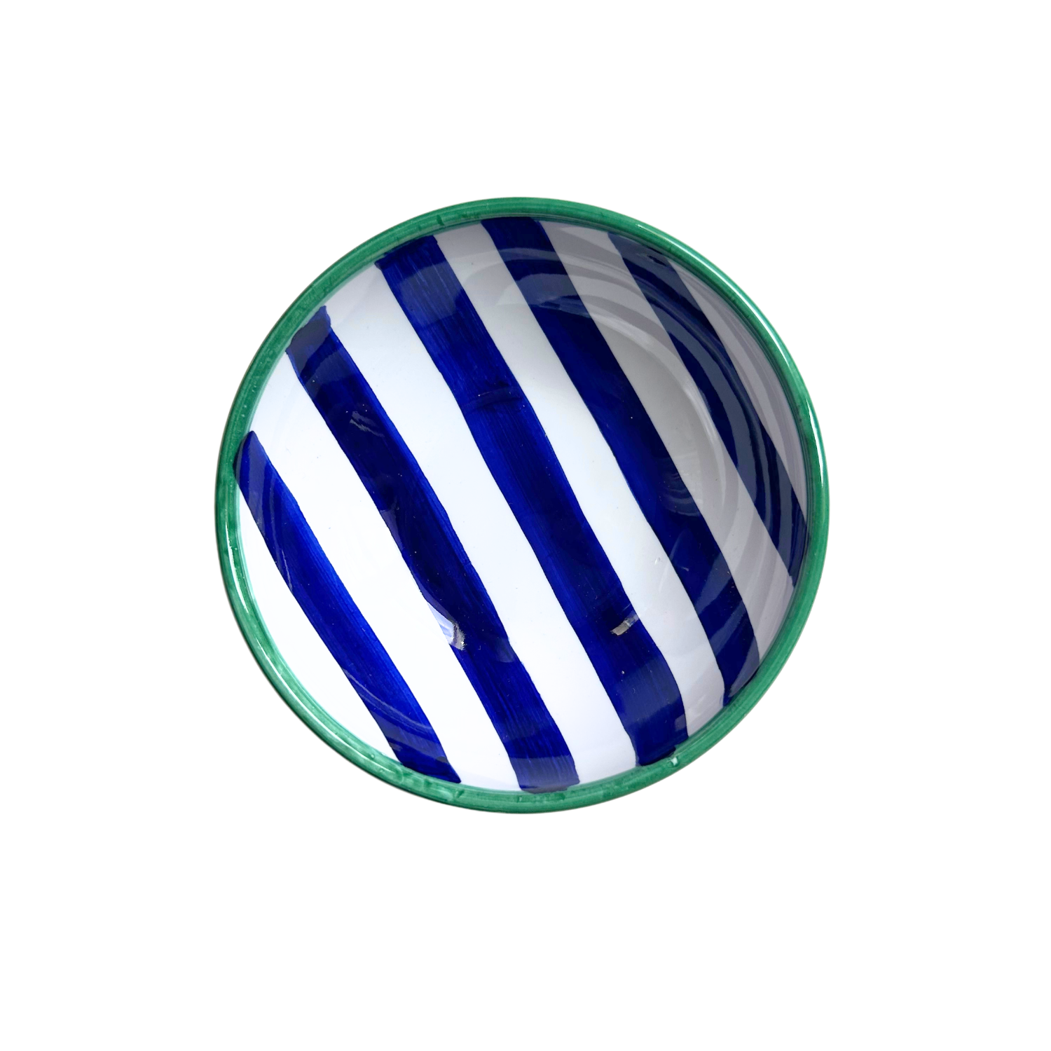 Bol Burano Rayure bleue bordure verte