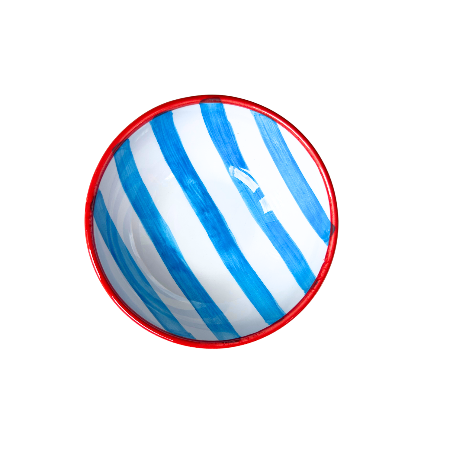 Bol Burano Rayure turquoise bordure rouge