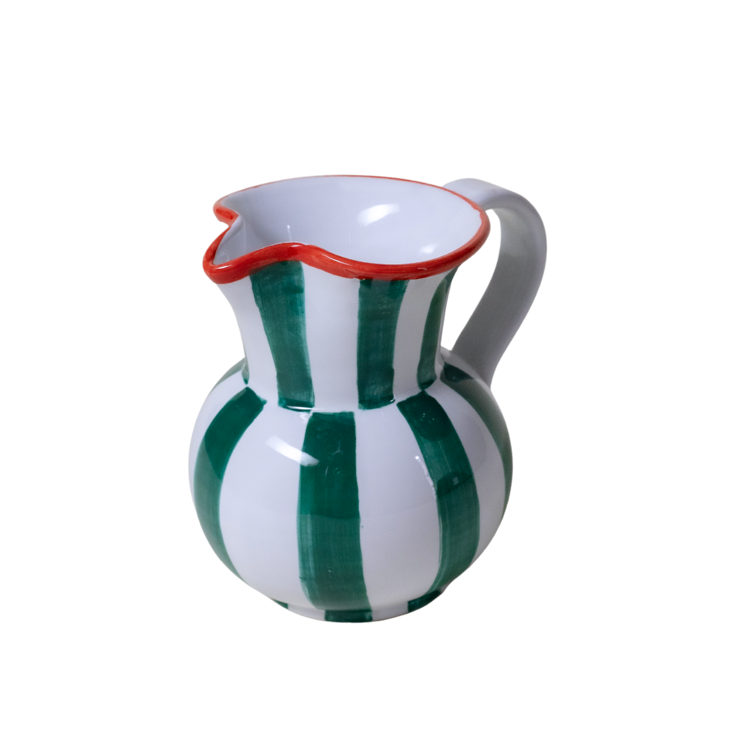 Carafe Burano rayure verte bordure rouge