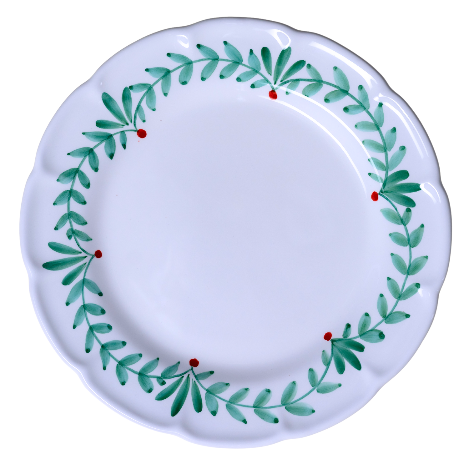 Grande assiette Feuilles d’olivier, baies rouges