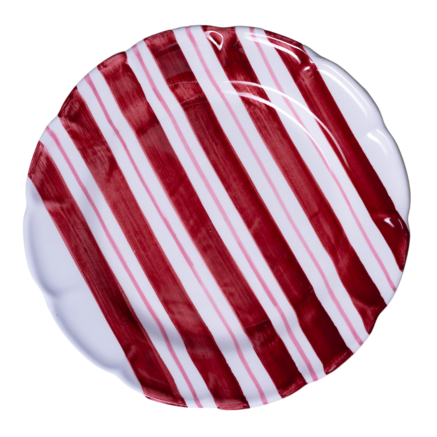 Piatto grande Amalfi con doppia striscia rossa 