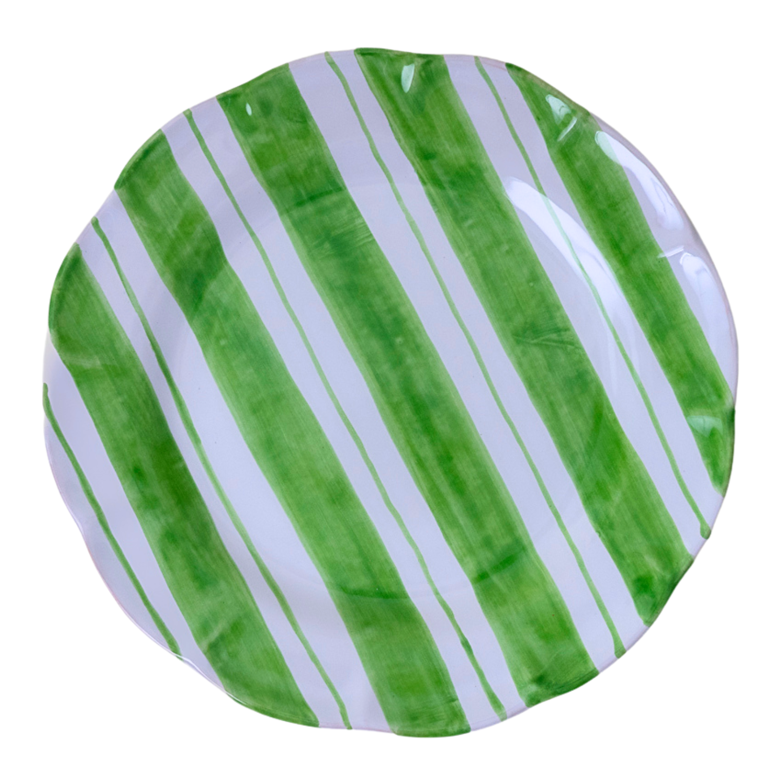 Grande assiette Amalfi rayure doppia vert clair