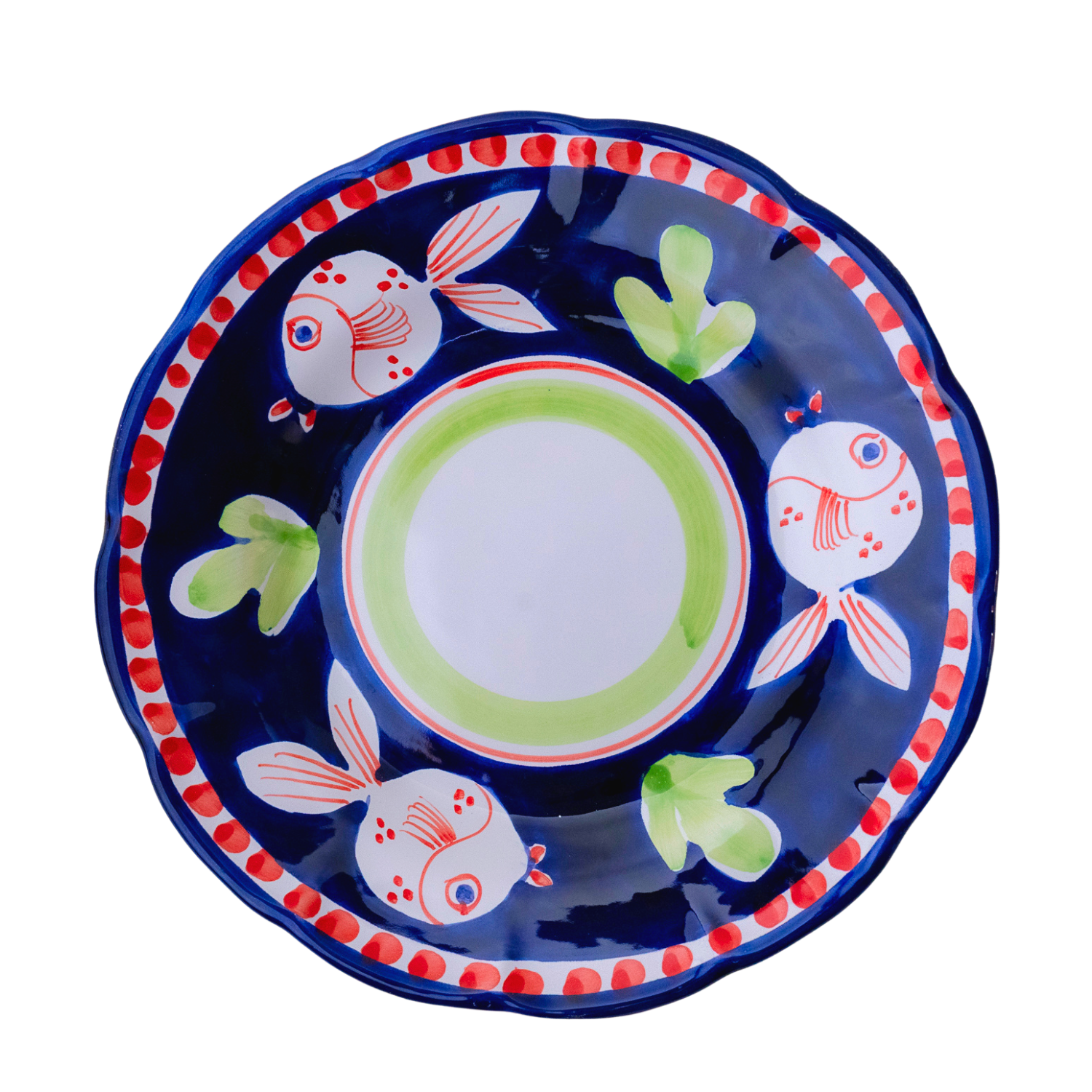 Assiette creuse Positano corolle pesce bleu et vert